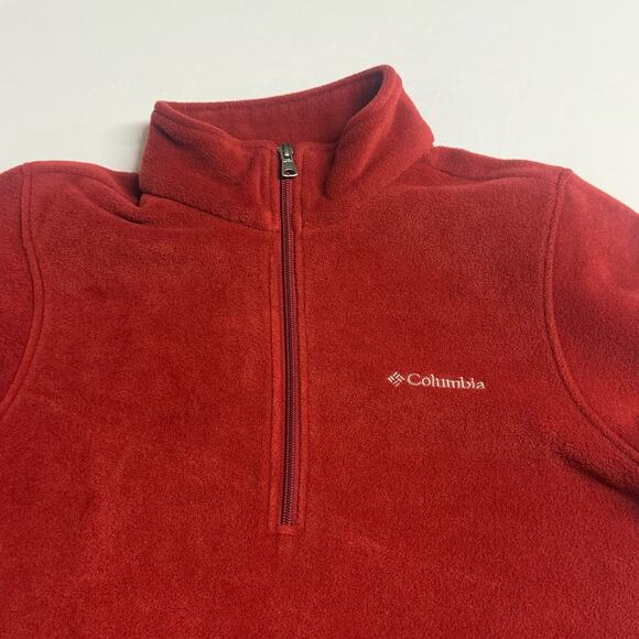 Columbia Sportswear Red Fleece Lightweight Pullover Quarter Zip men Jacket-Small - Picture 3 of 13